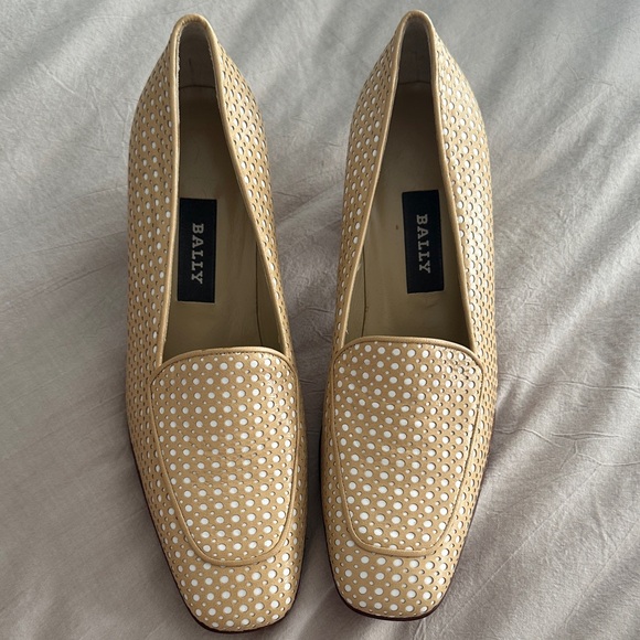 Bally Women's Beige and White Polka Dot Loafers - Picture 1 of 12